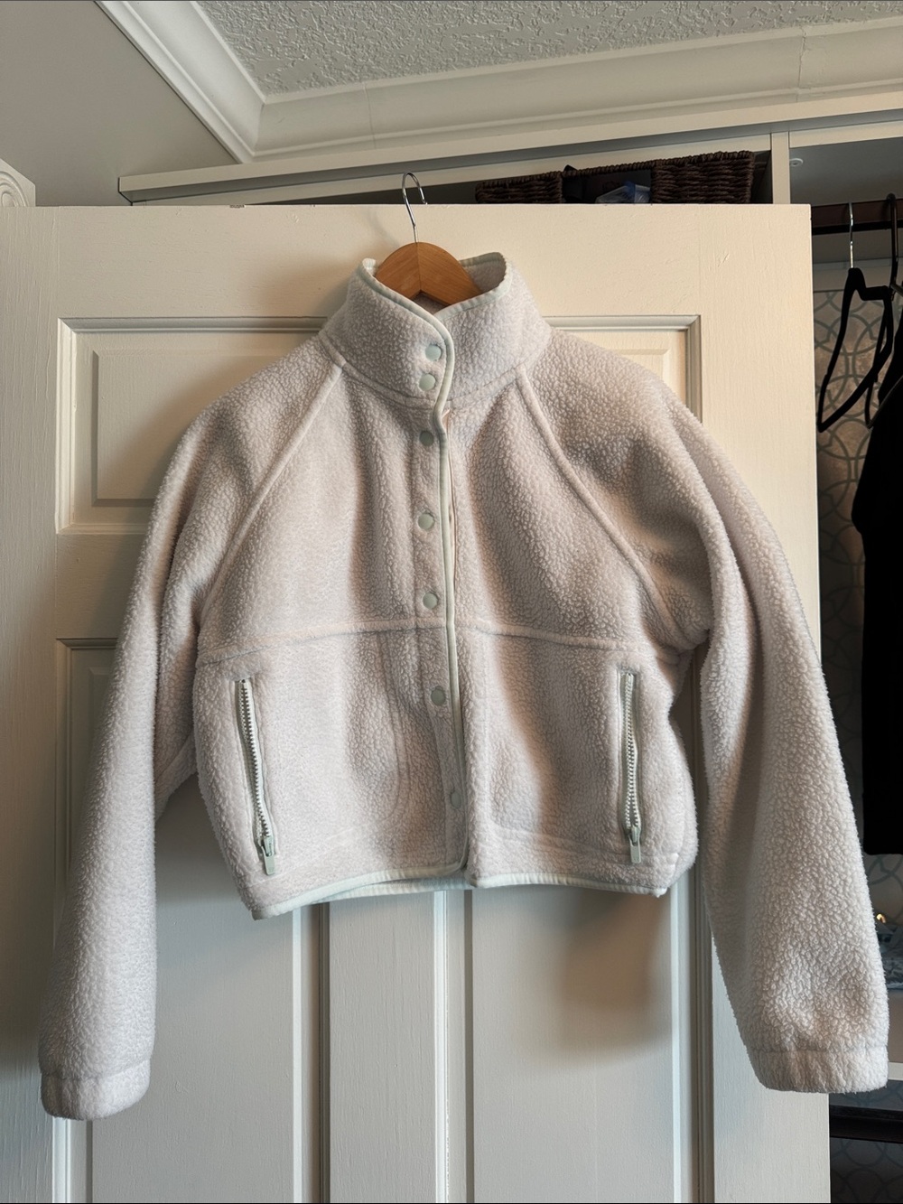 Sunday Best Cream Sherpa Snap-Front Jacket